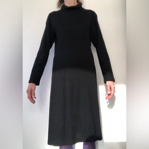 VTG Comme des Garçons tricot black wool knit dress w funnel neck fits m-l